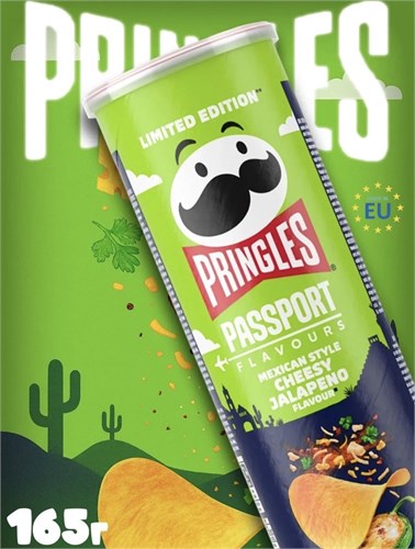 Картофельные чипсы Pringles Passport Flavour Mexican Style Cheesy Jalapeno Flavour / Принглс Халапеньо 165 гр 6226