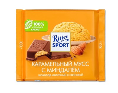 Молочный шоколад Ritter Sport «Карамельный мусс с миндалем» 6306
