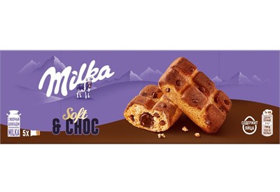 Пирожное бисквитное Milka с шоколадной начинкой и кусочками молочного шоколада, 175 г 6766