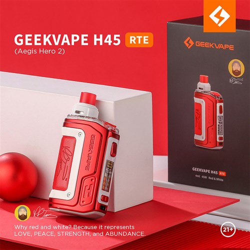 Набор Geek Vape Aegis Hero 2 (H45) White & Red Limited / Красно-белый лимитированный 2814