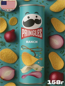 Картофельные чипсы Pringles Ranch / Принглс Сливки с чесноком 158гр 6247