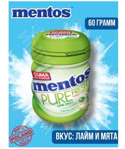 Жевательная резинка Ментос Pure Fresh Лайм Мята 60г 6299